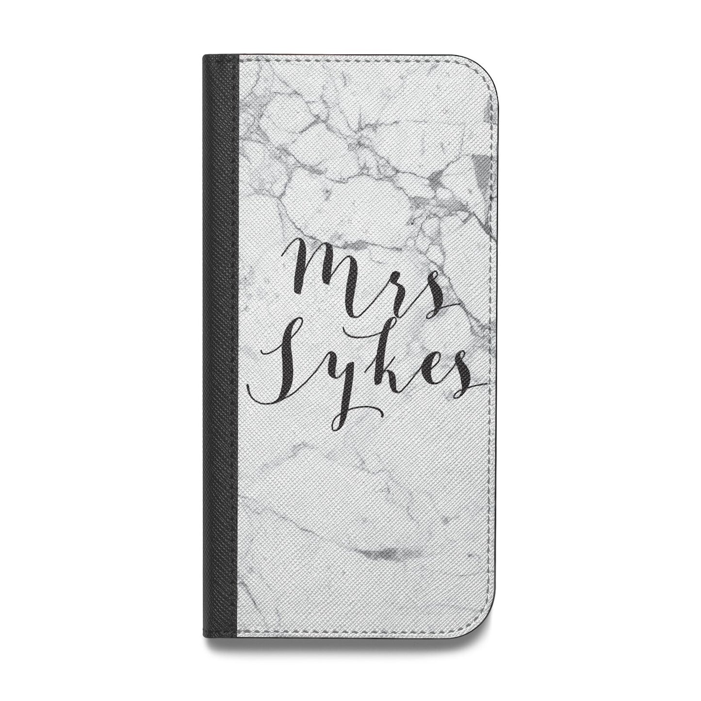 Surname Personalised Marble Vegan Leather Flip iPhone Case
