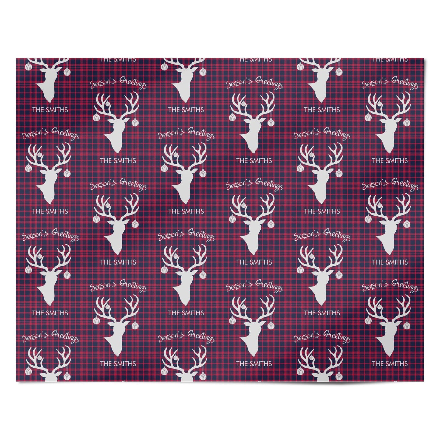 Tartan Stag Personalised Family Name Personalised Wrapping Paper Alternative