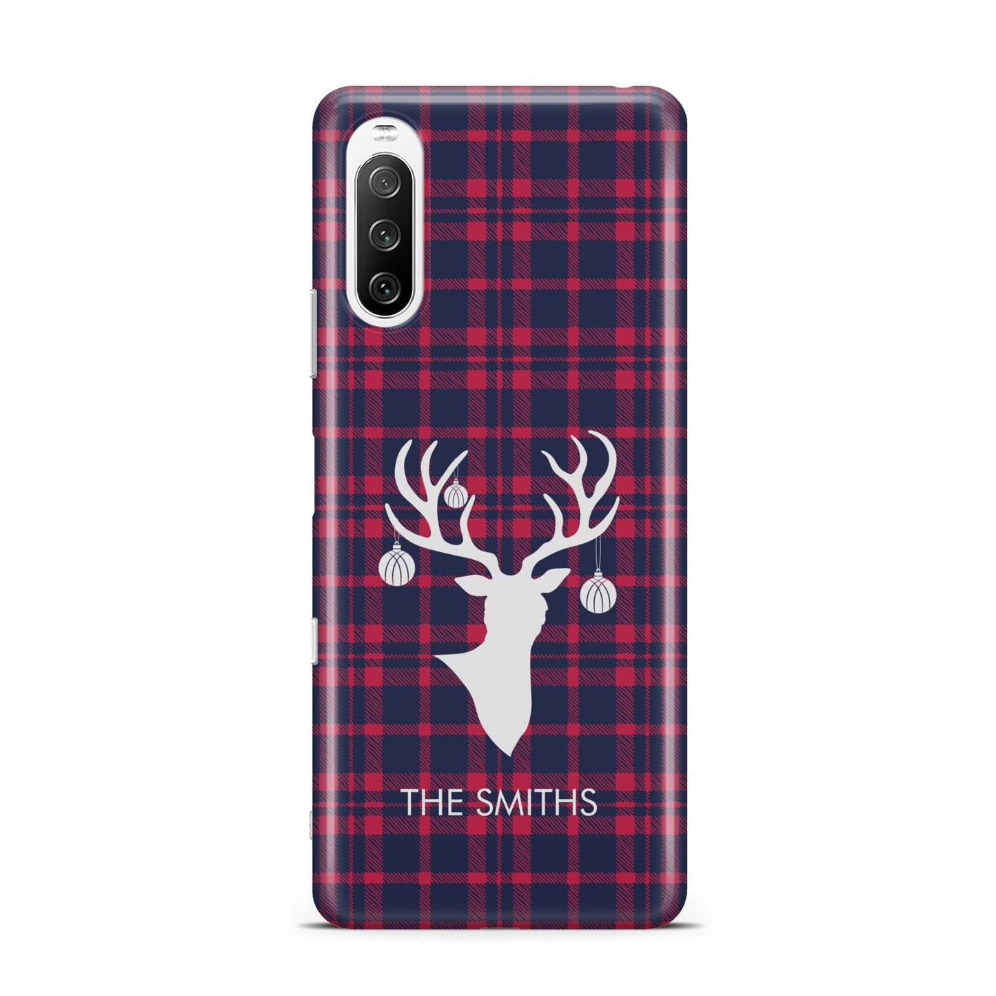 Tartan Stag Personalised Family Name Sony Xperia 10 III Case
