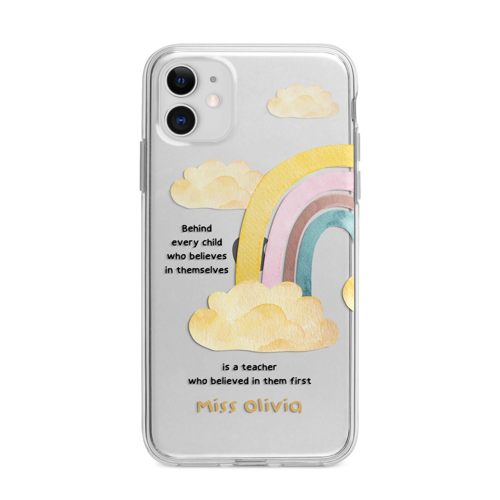 Thank You Teacher Personalised Apple iPhone 11 in White with Bumper Case