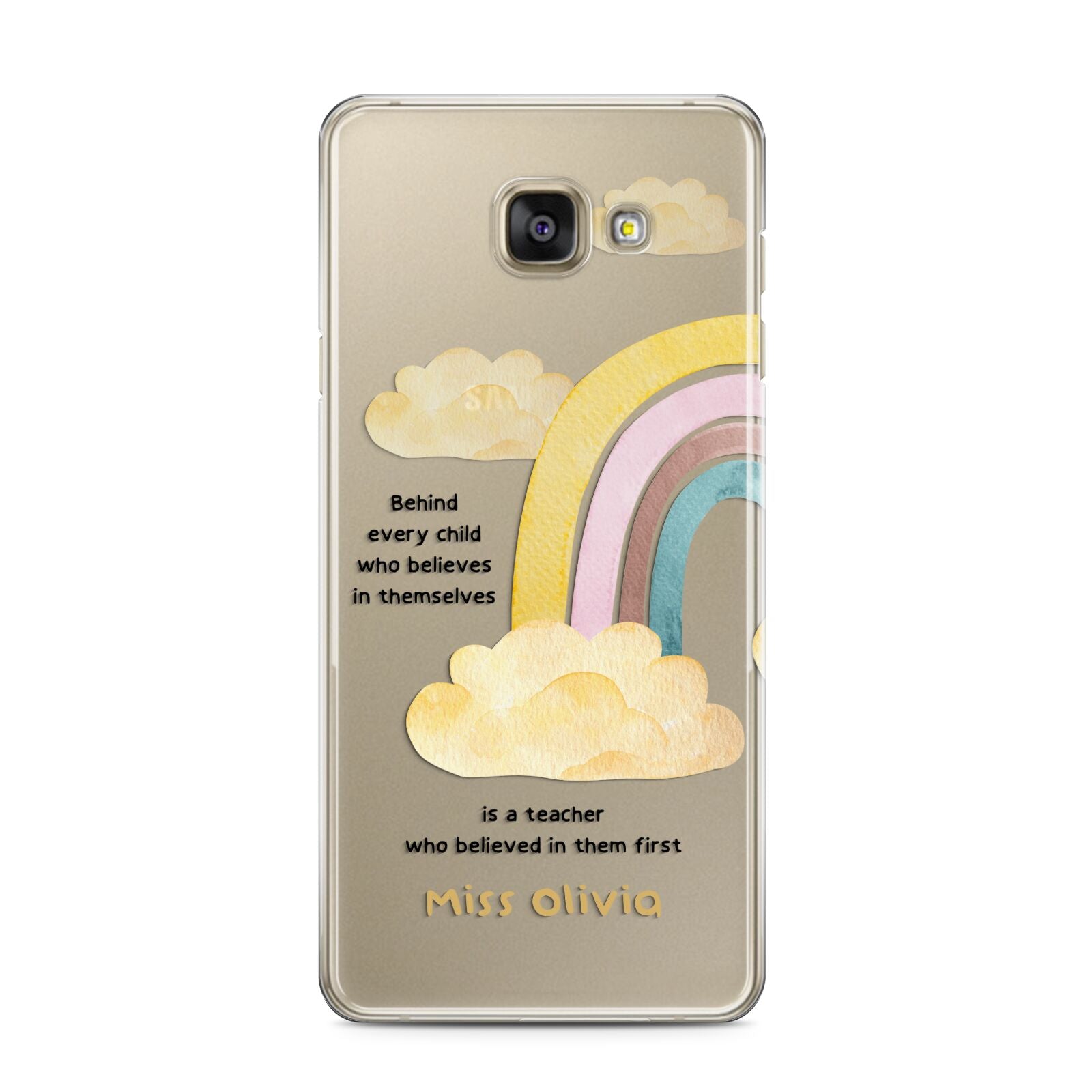 Thank You Teacher Personalised Samsung Galaxy A3 2016 Case on gold phone