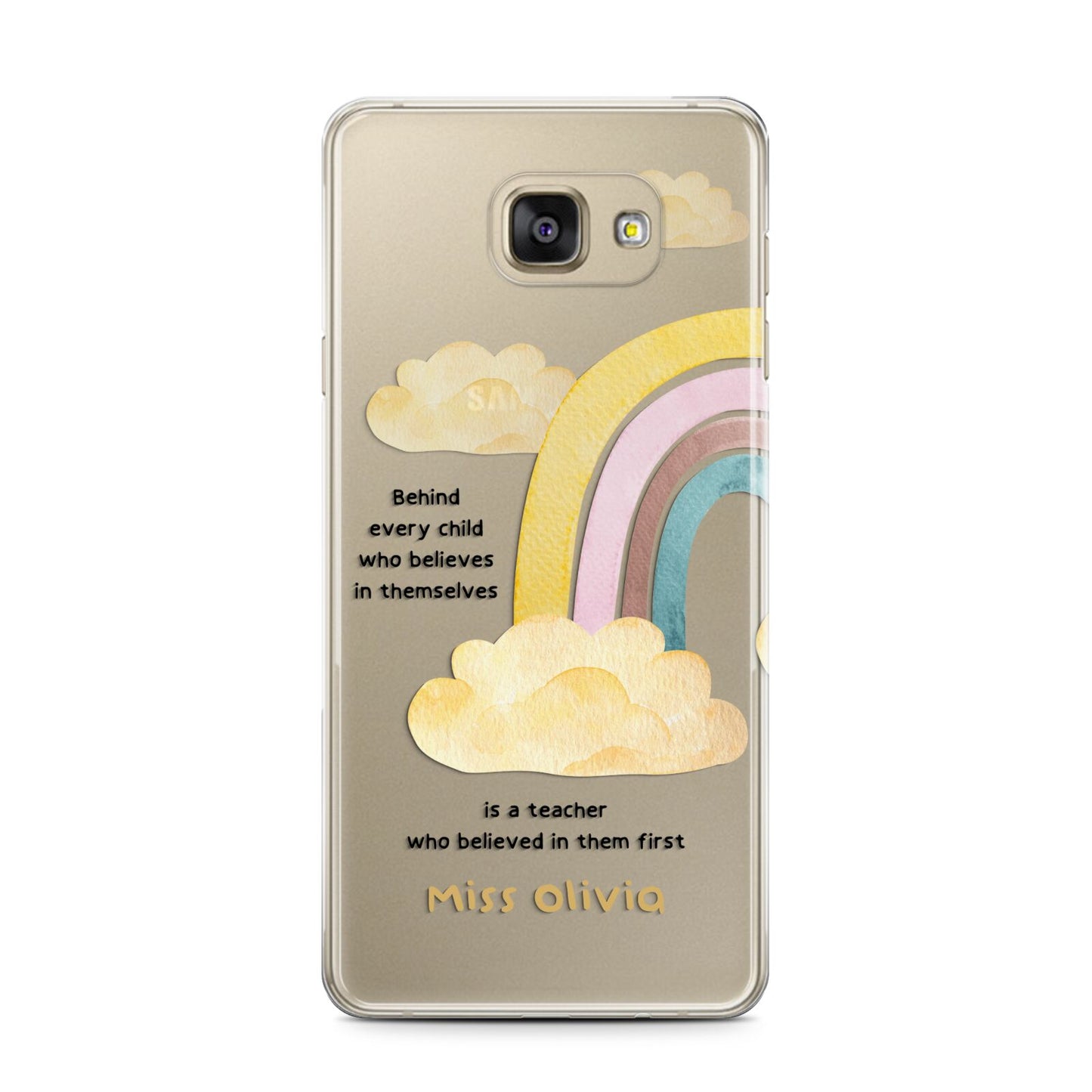 Thank You Teacher Personalised Samsung Galaxy A7 2016 Case on gold phone