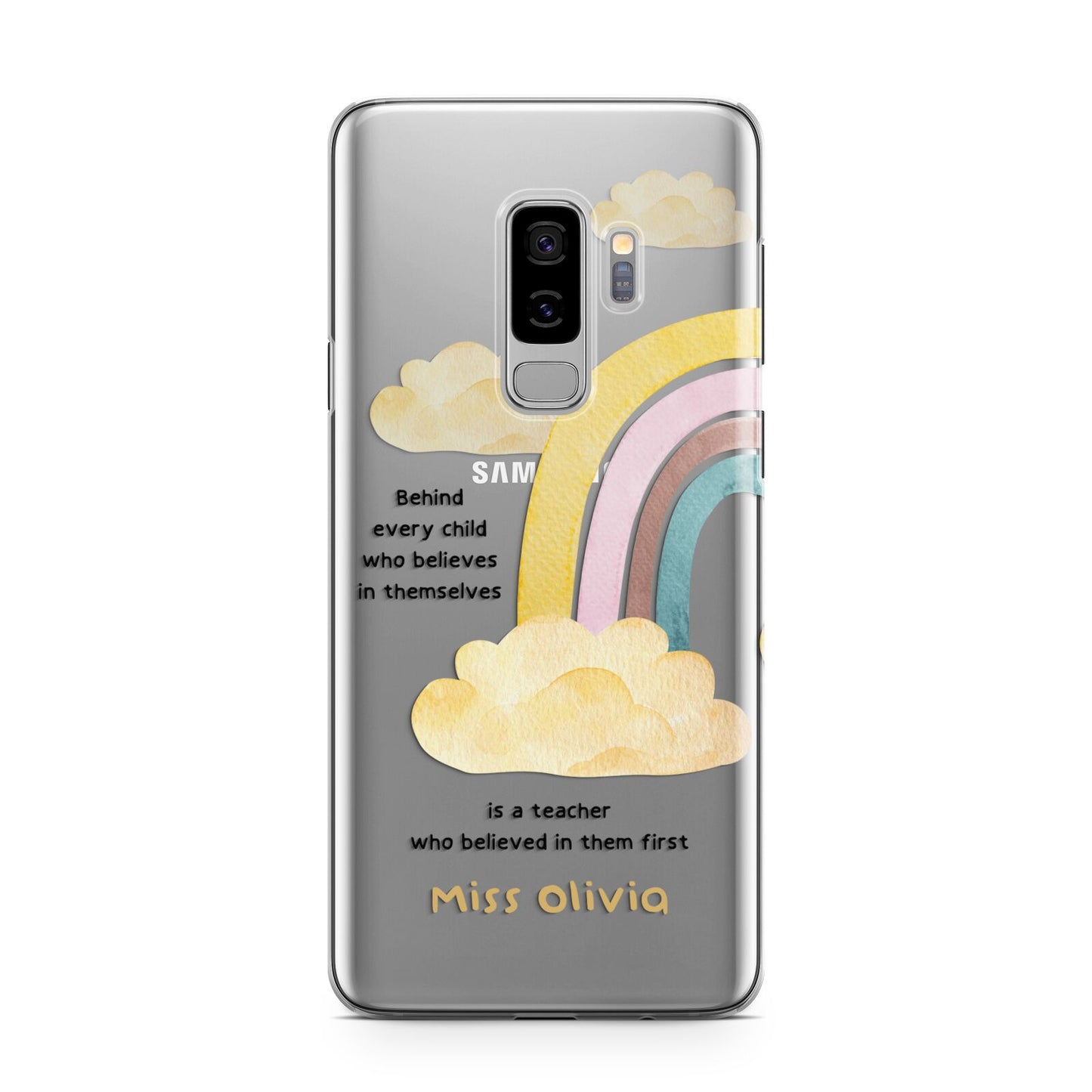 Thank You Teacher Personalised Samsung Galaxy S9 Plus Case on Silver phone