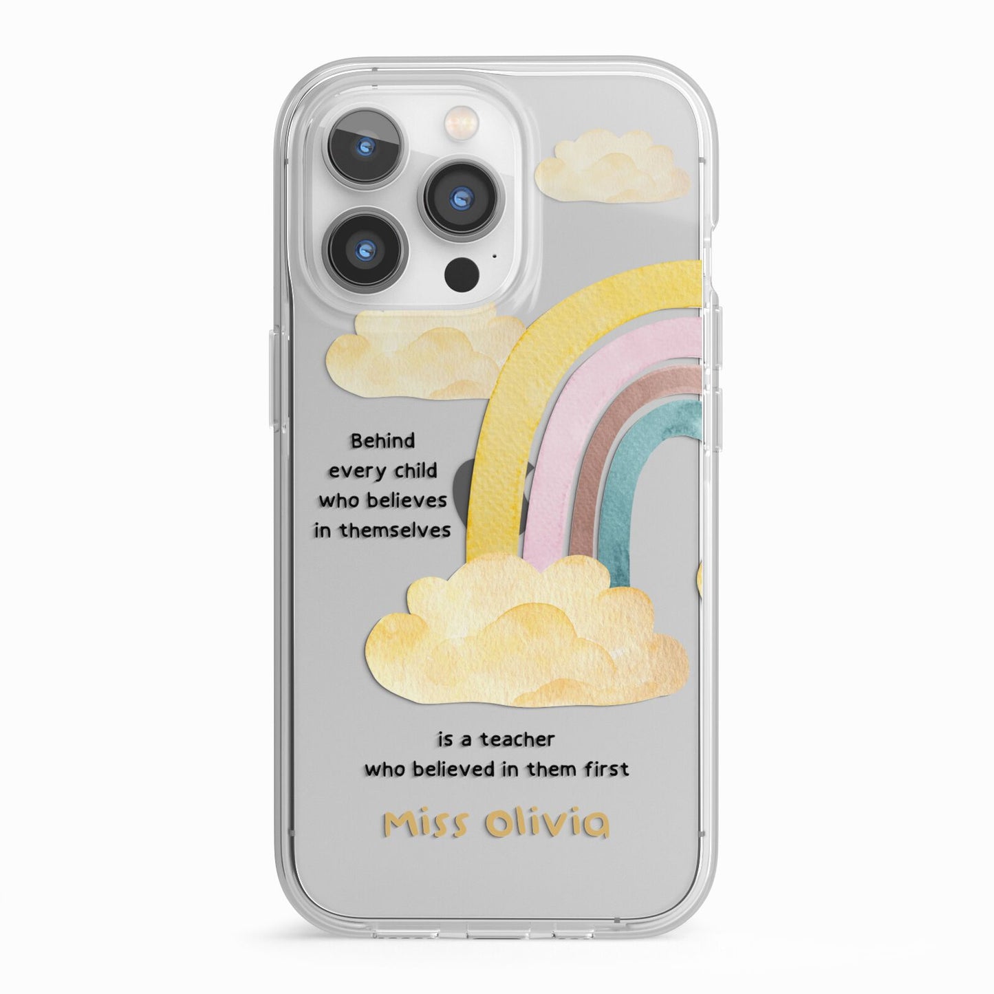 Thank You Teacher Personalised iPhone 13 Pro TPU Impact Case with White Edges