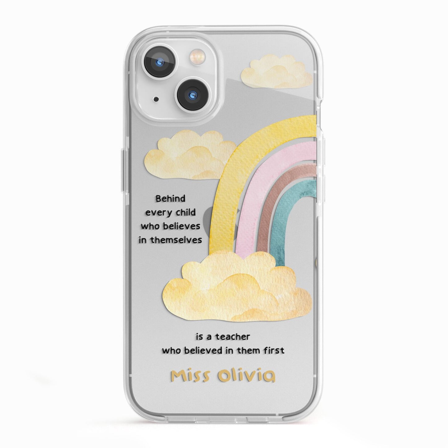 Thank You Teacher Personalised iPhone 13 TPU Impact Case with White Edges