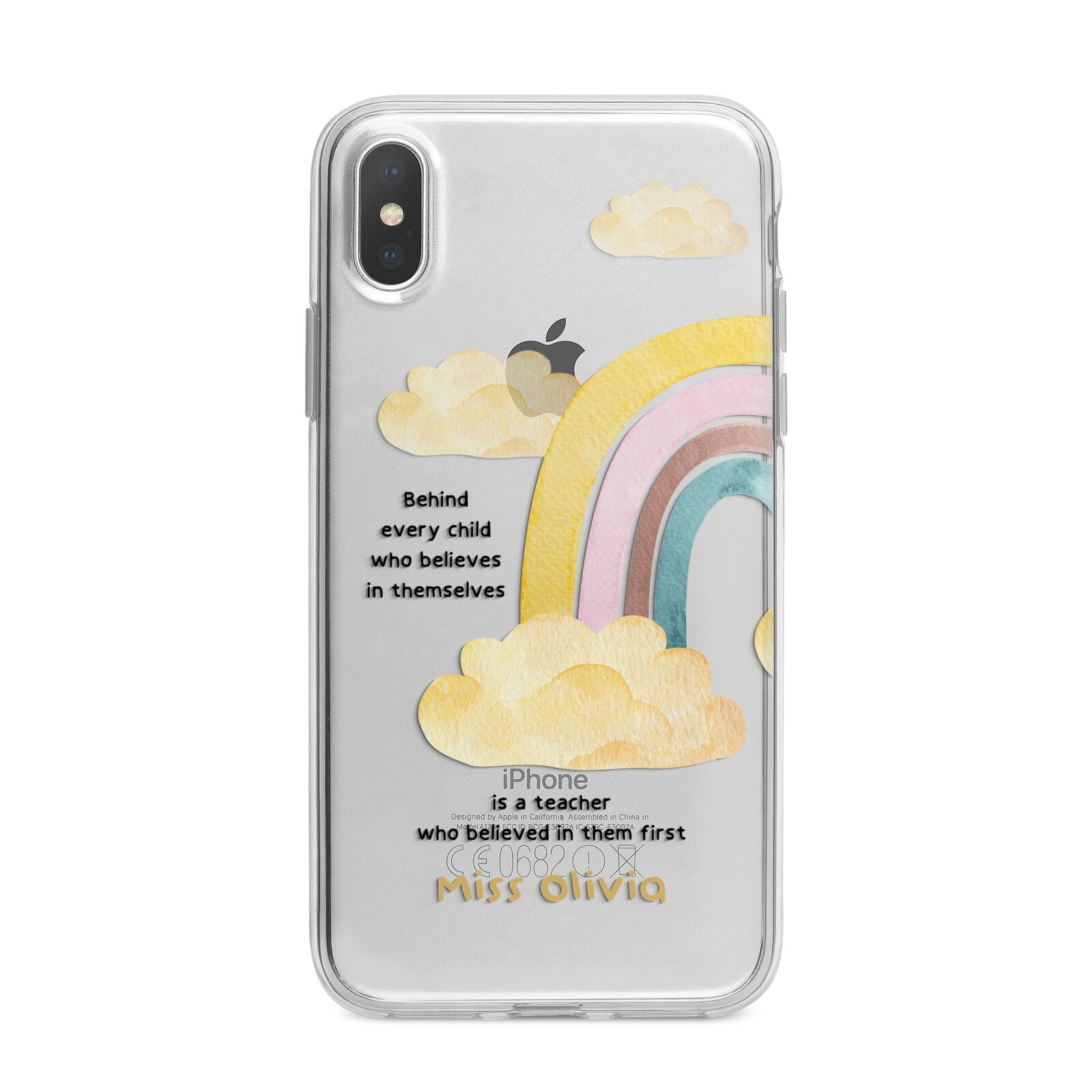 Thank You Teacher Personalised iPhone X Bumper Case on Silver iPhone Alternative Image 1