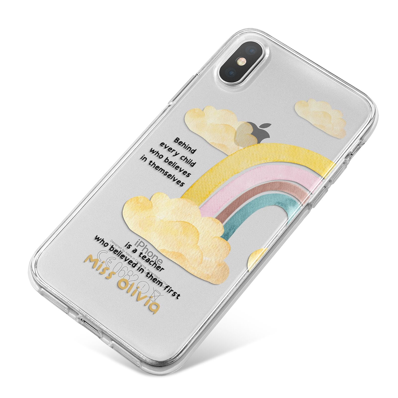 Thank You Teacher Personalised iPhone X Bumper Case on Silver iPhone