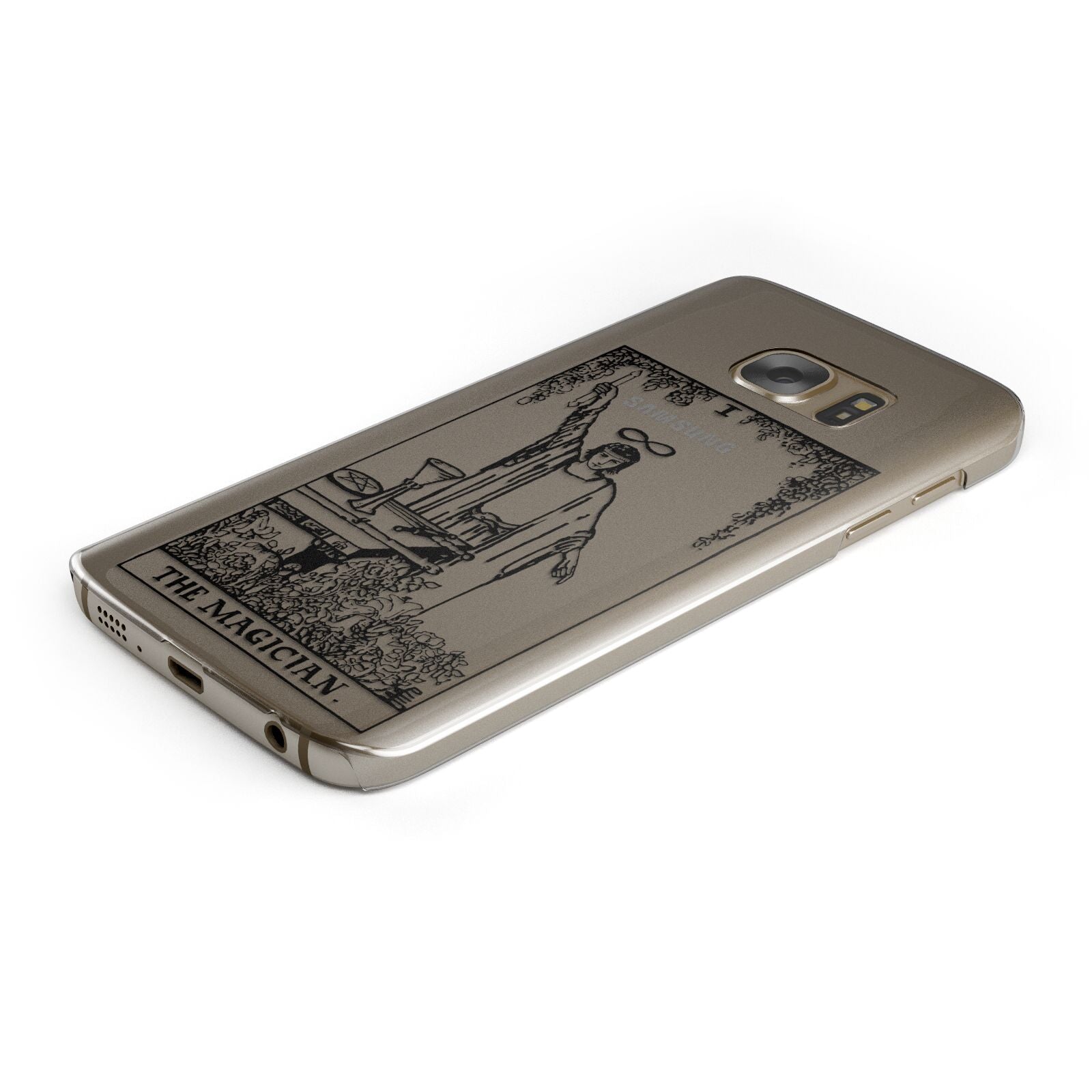 The Magician Monochrome Tarot Card Protective Samsung Galaxy Case Angled Image
