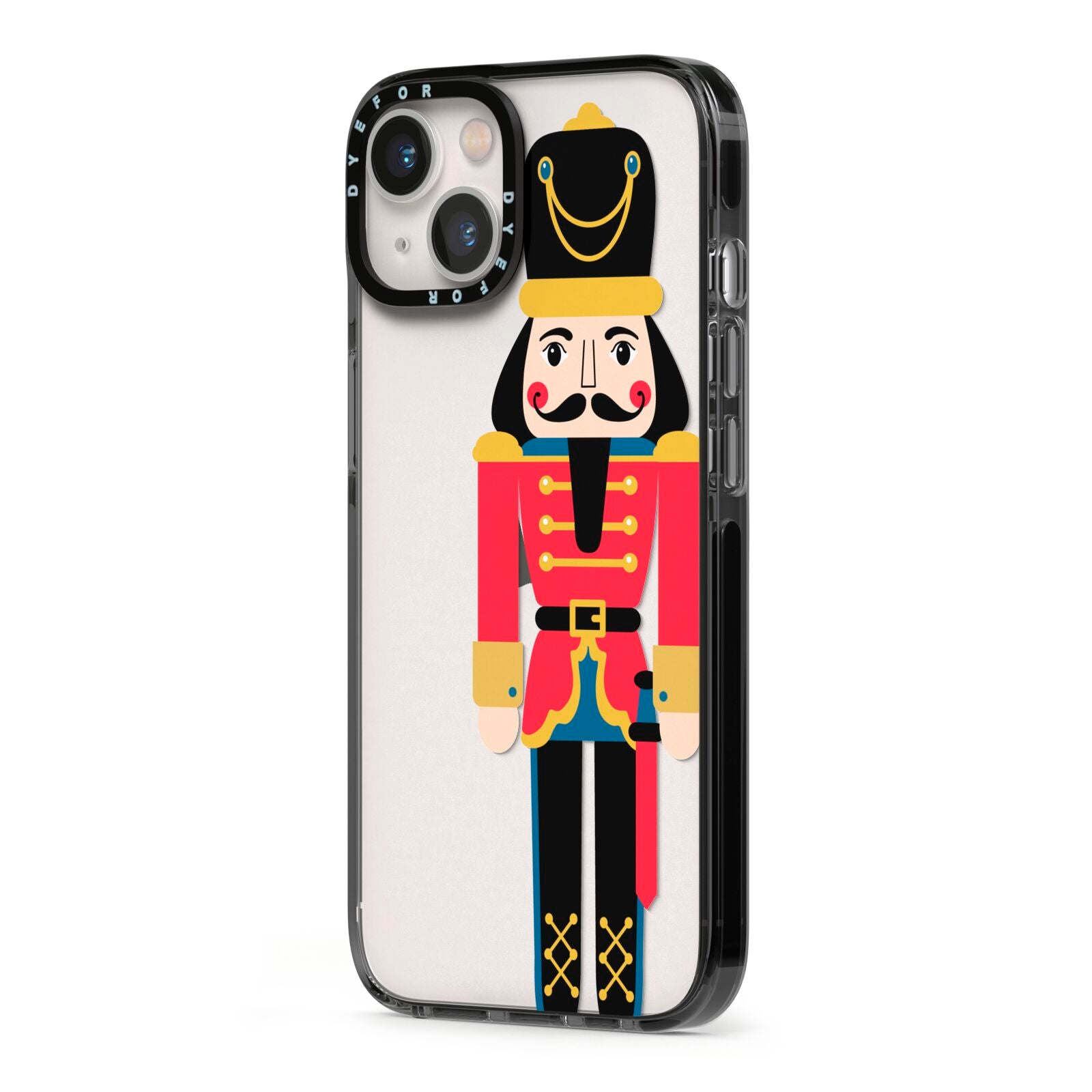 The Nutcracker iPhone 13 Black Impact Case Side Angle on Silver phone