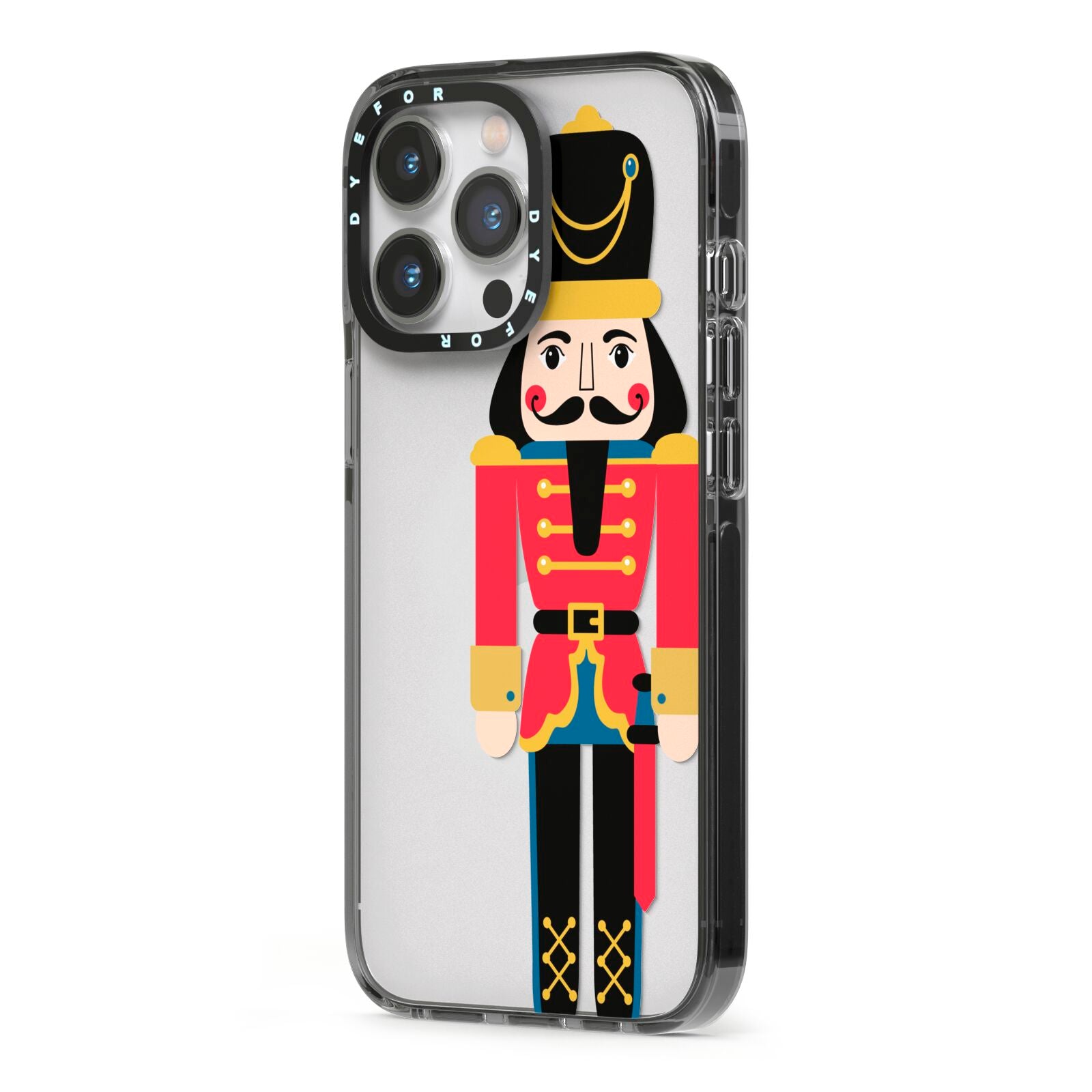 The Nutcracker iPhone 13 Pro Black Impact Case Side Angle on Silver phone
