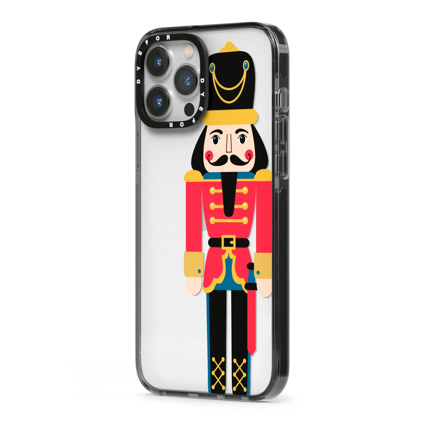 The Nutcracker iPhone 13 Pro Max Black Impact Case Side Angle on Silver phone