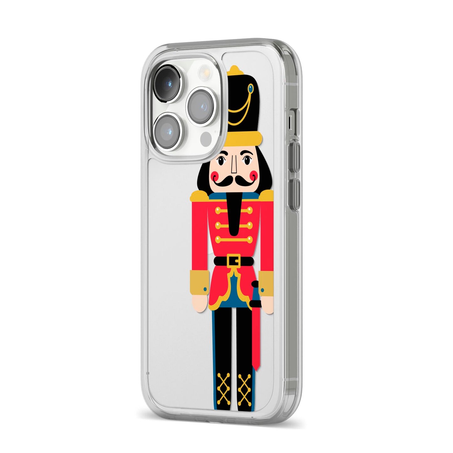 The Nutcracker iPhone 14 Pro Clear Tough Case Silver Angled Image