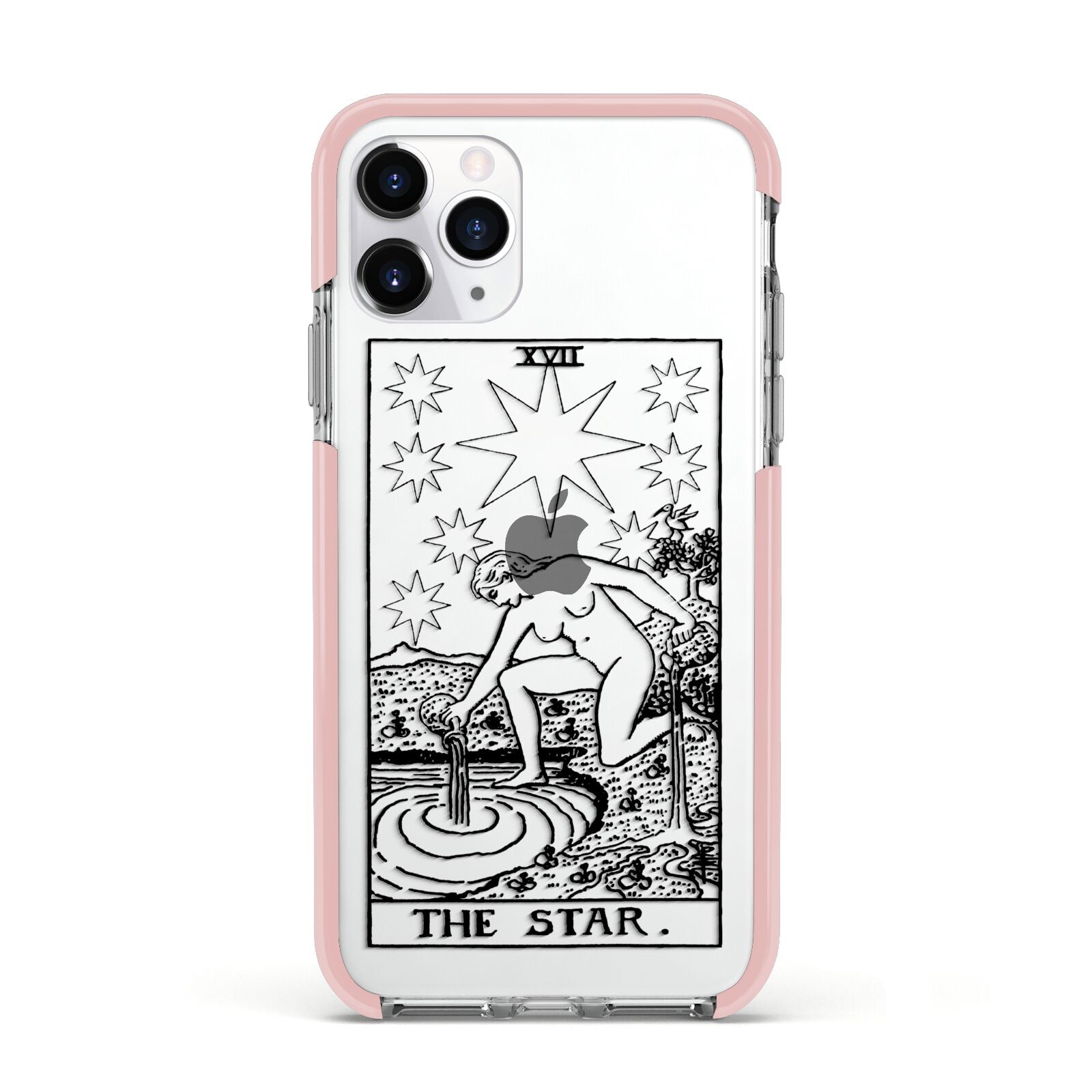 The Star Monochrome Tarot Card Apple iPhone 11 Pro in Silver with Pink Impact Case