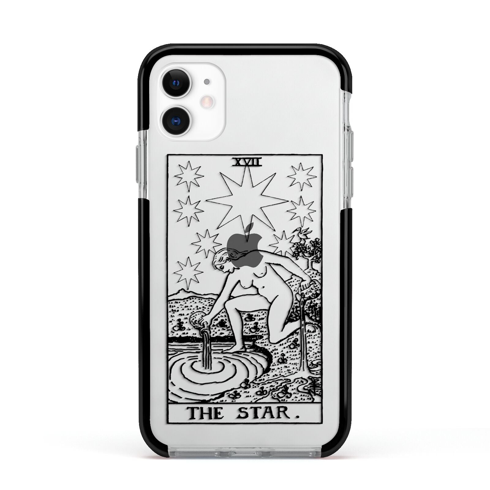 The Star Monochrome Tarot Card Apple iPhone 11 in White with Black Impact Case