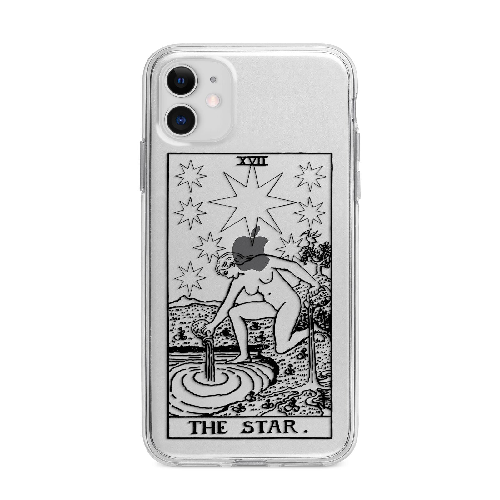 The Star Monochrome Tarot Card Apple iPhone 11 in White with Bumper Case