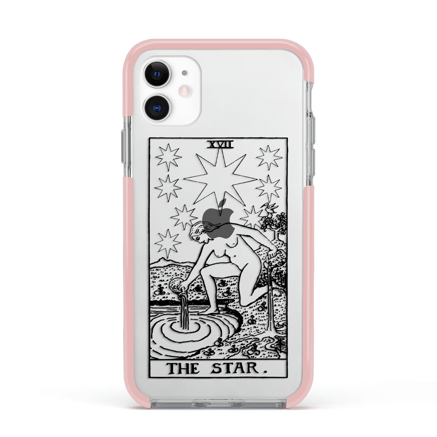 The Star Monochrome Tarot Card Apple iPhone 11 in White with Pink Impact Case