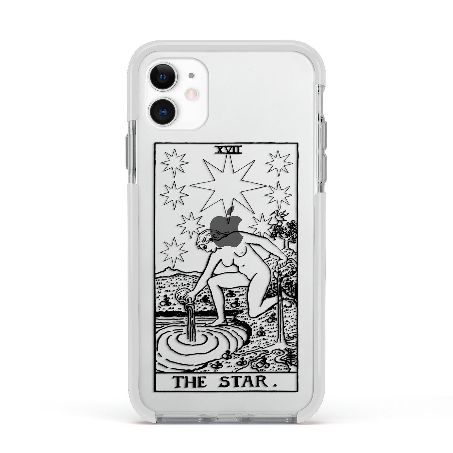 The Star Monochrome Tarot Card Apple iPhone 11 in White with White Impact Case