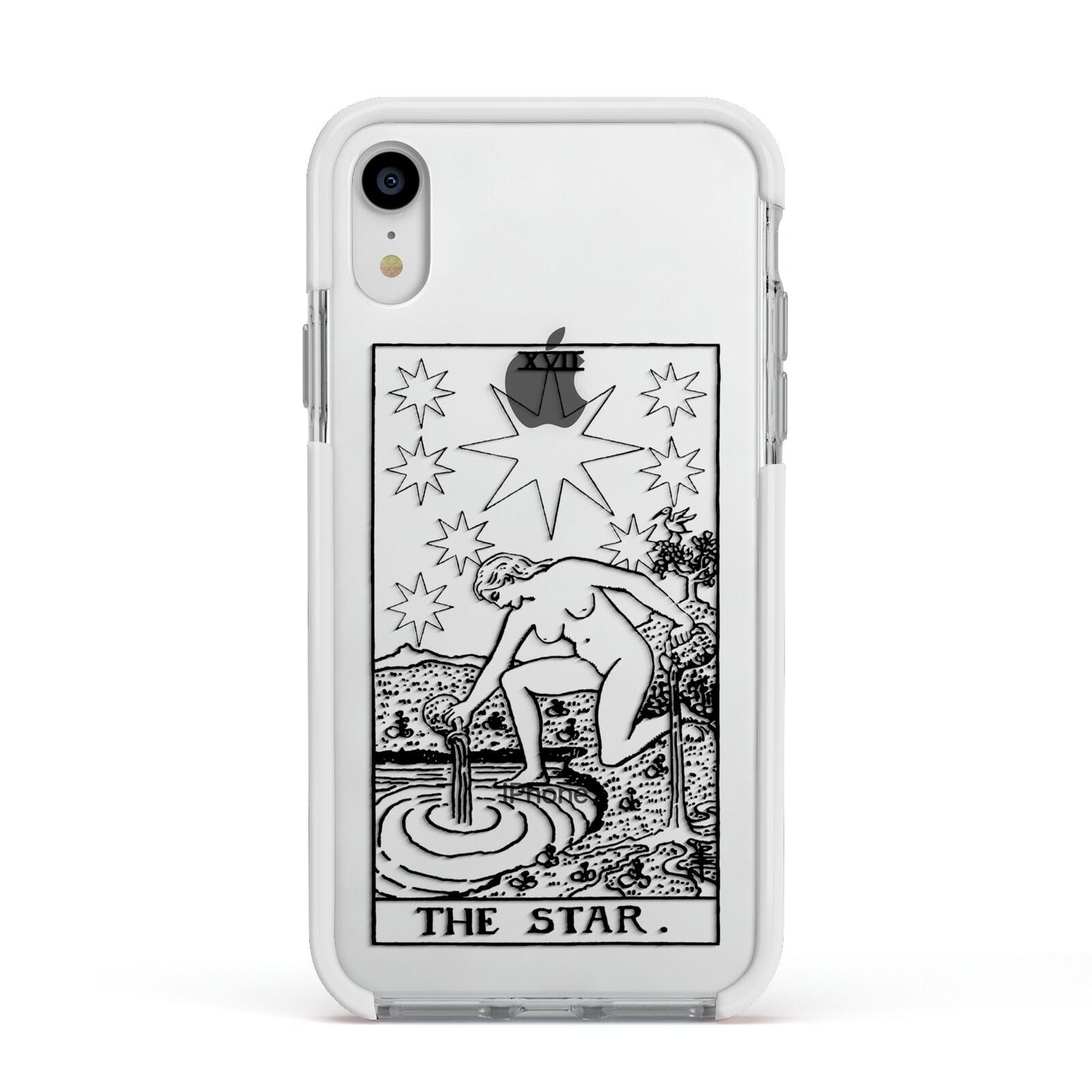 The Star Monochrome Tarot Card Apple iPhone XR Impact Case White Edge on Silver Phone