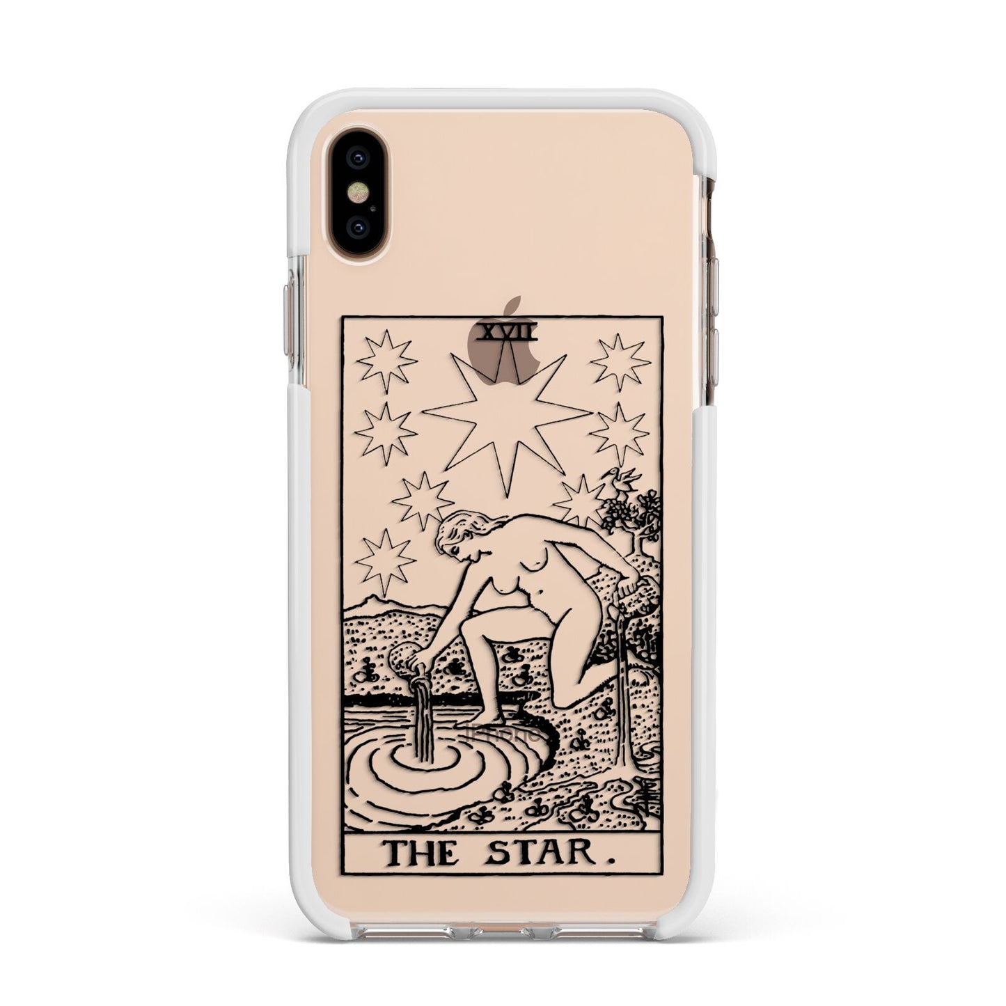 The Star Monochrome Tarot Card Apple iPhone Xs Max Impact Case White Edge on Gold Phone