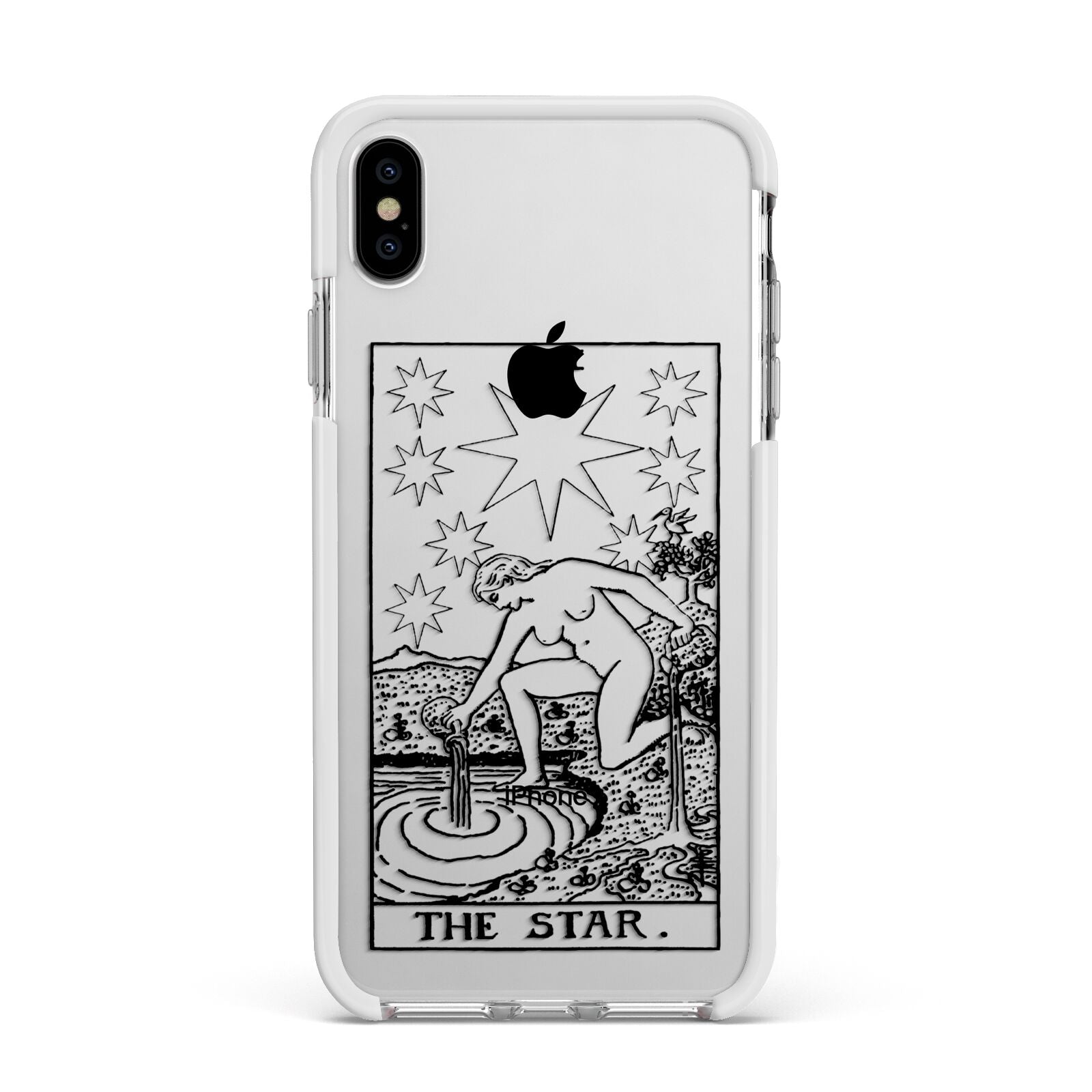The Star Monochrome Tarot Card Apple iPhone Xs Max Impact Case White Edge on Silver Phone