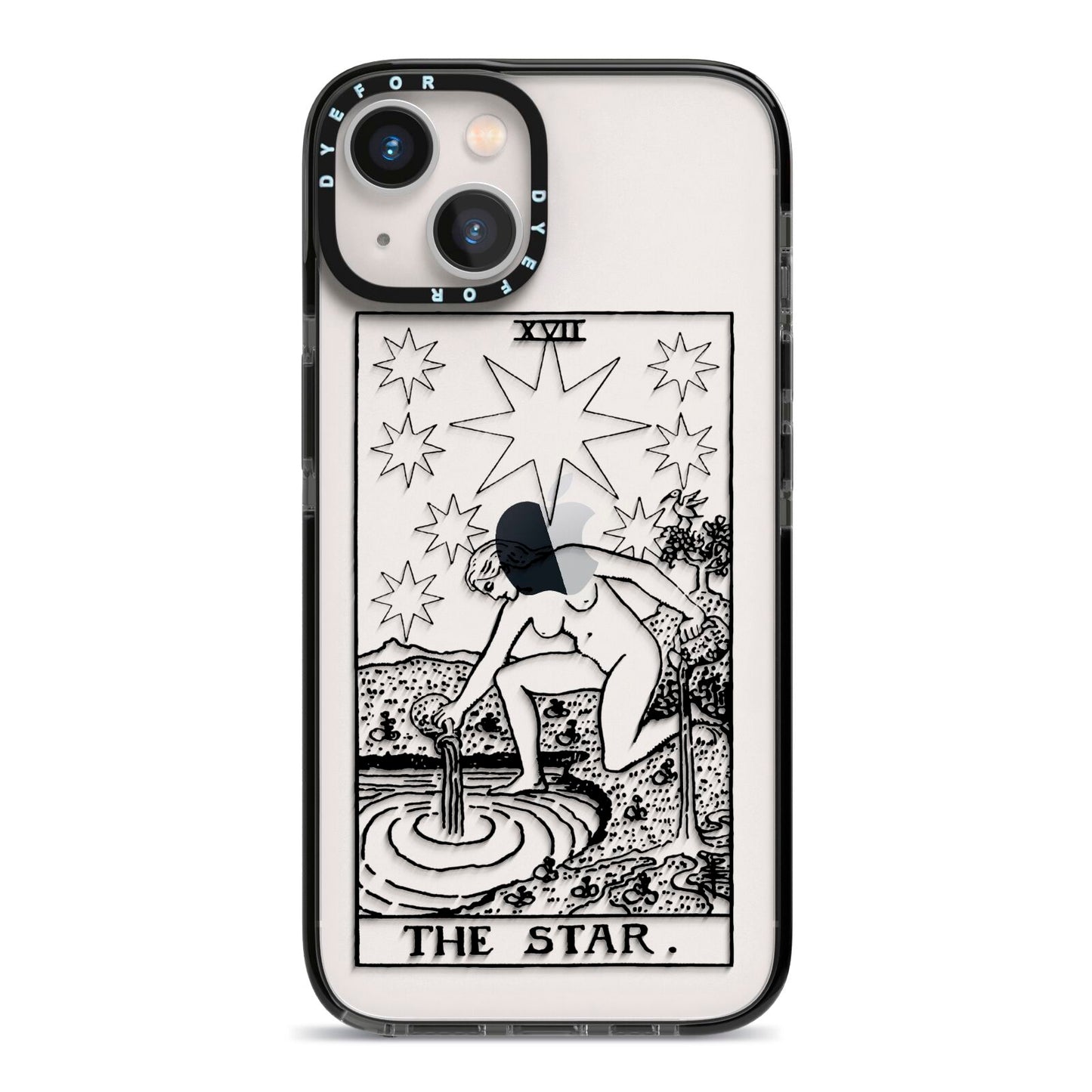 The Star Monochrome Tarot Card iPhone 13 Black Impact Case on Silver phone