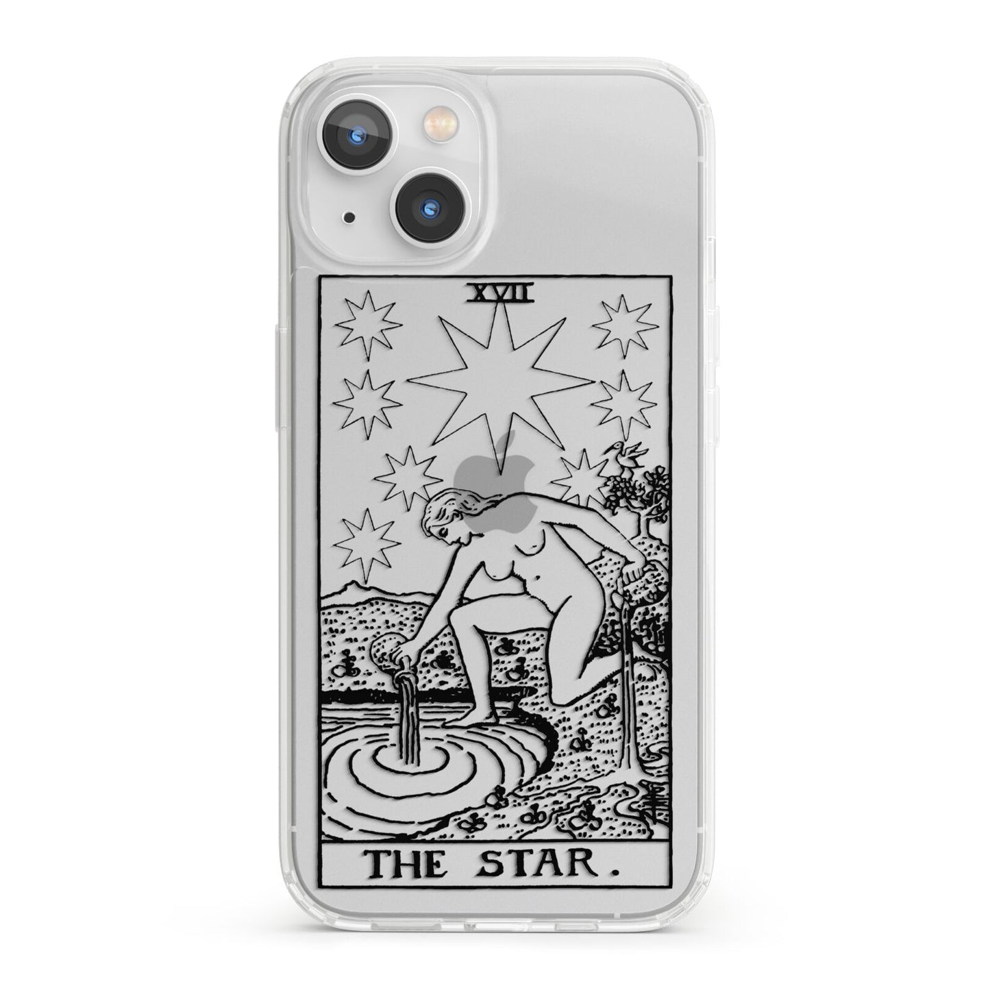 The Star Monochrome Tarot Card iPhone 13 Clear Bumper Case