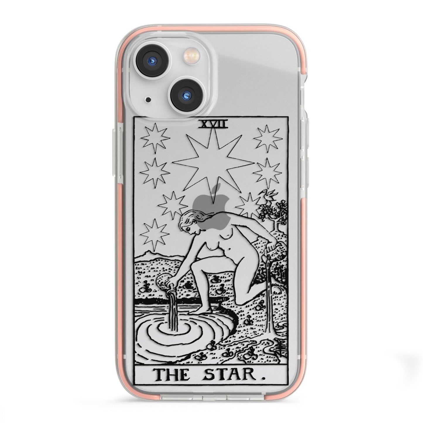 The Star Monochrome Tarot Card iPhone 13 Mini TPU Impact Case with Pink Edges