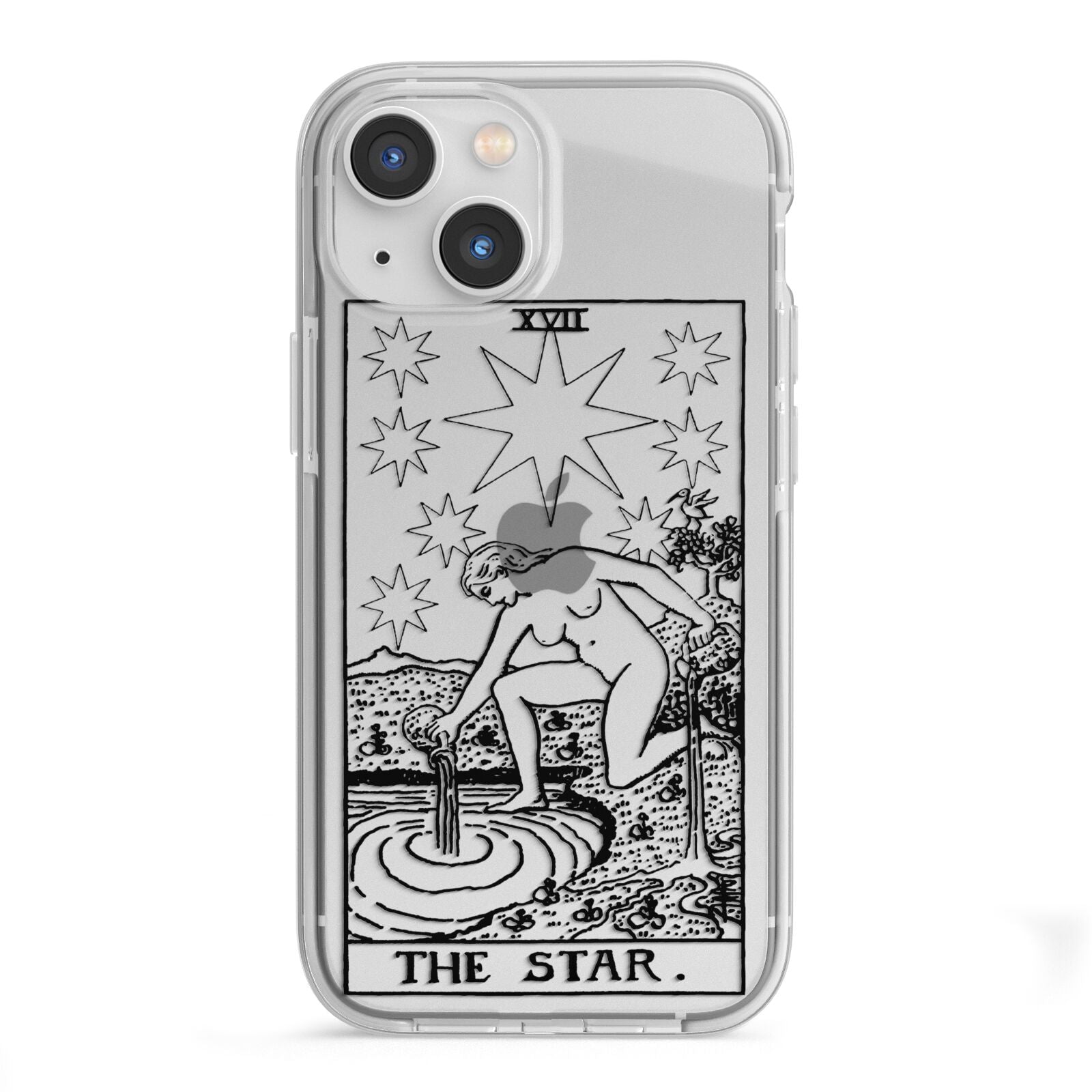 The Star Monochrome Tarot Card iPhone 13 Mini TPU Impact Case with White Edges