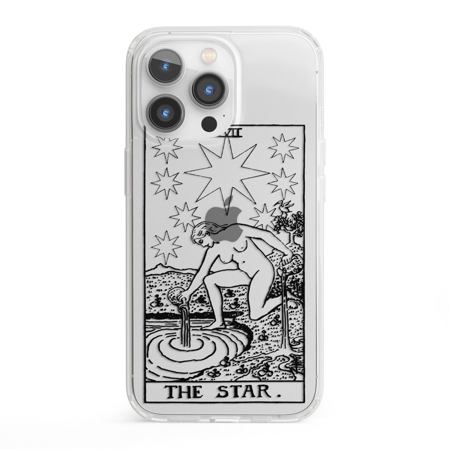 The Star Monochrome Tarot Card iPhone 13 Pro Clear Bumper Case