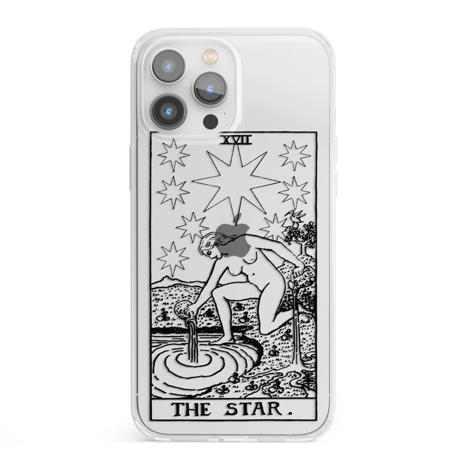 The Star Monochrome Tarot Card iPhone 13 Pro Max Clear Bumper Case
