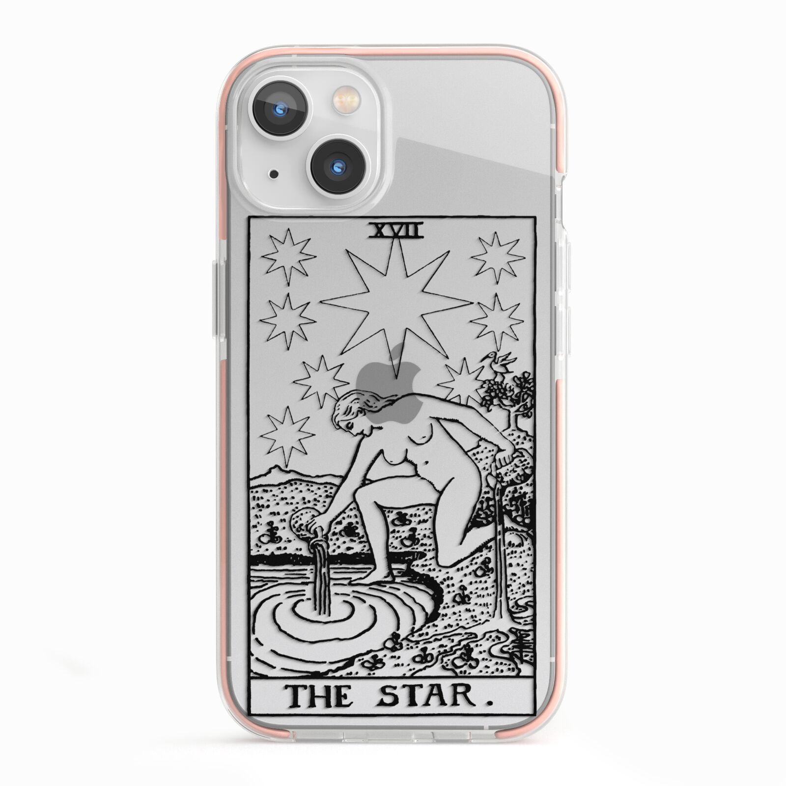 The Star Monochrome Tarot Card iPhone 13 TPU Impact Case with Pink Edges