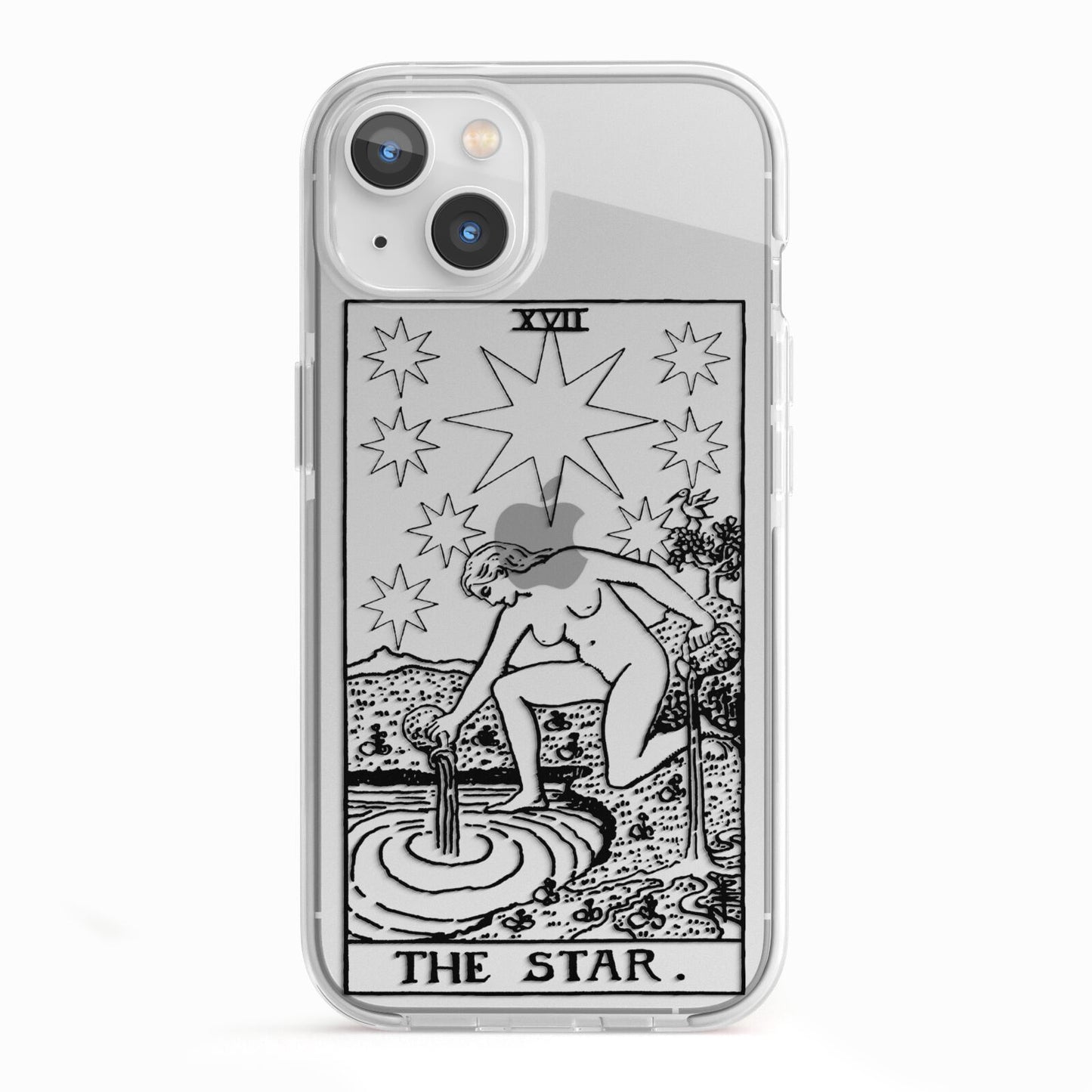The Star Monochrome Tarot Card iPhone 13 TPU Impact Case with White Edges