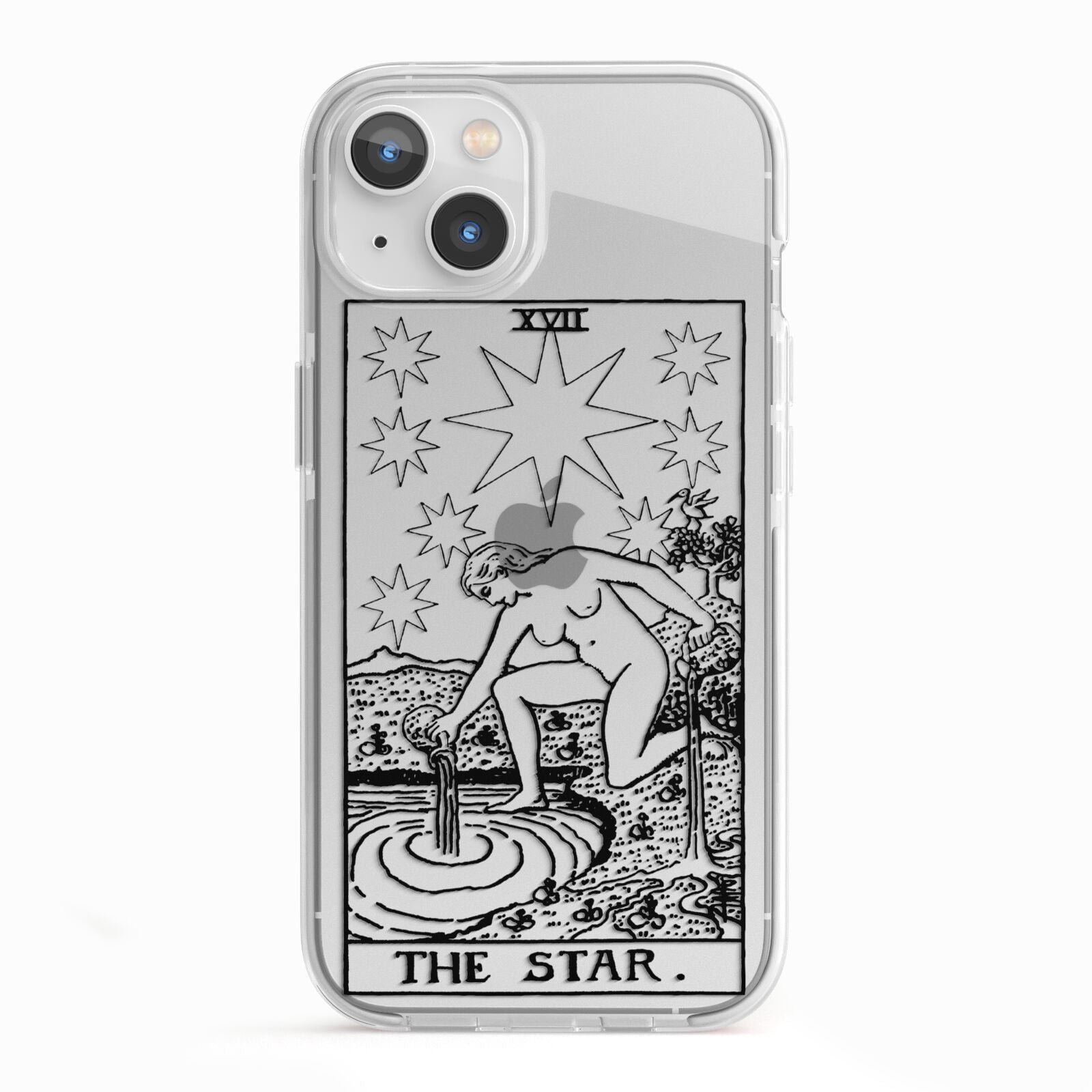 The Star Monochrome Tarot Card iPhone 13 TPU Impact Case with White Edges