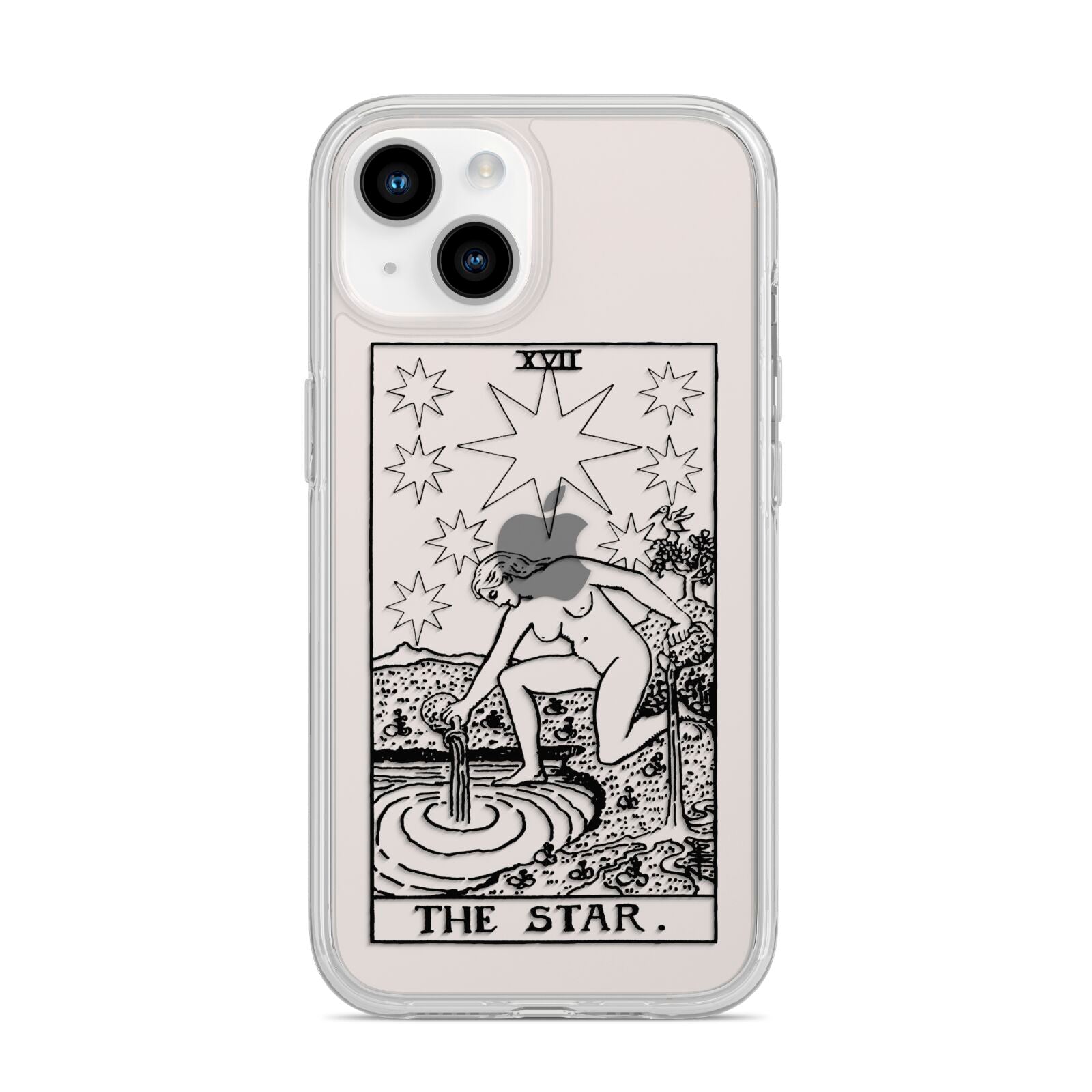 The Star Monochrome Tarot Card iPhone 14 Clear Tough Case Starlight