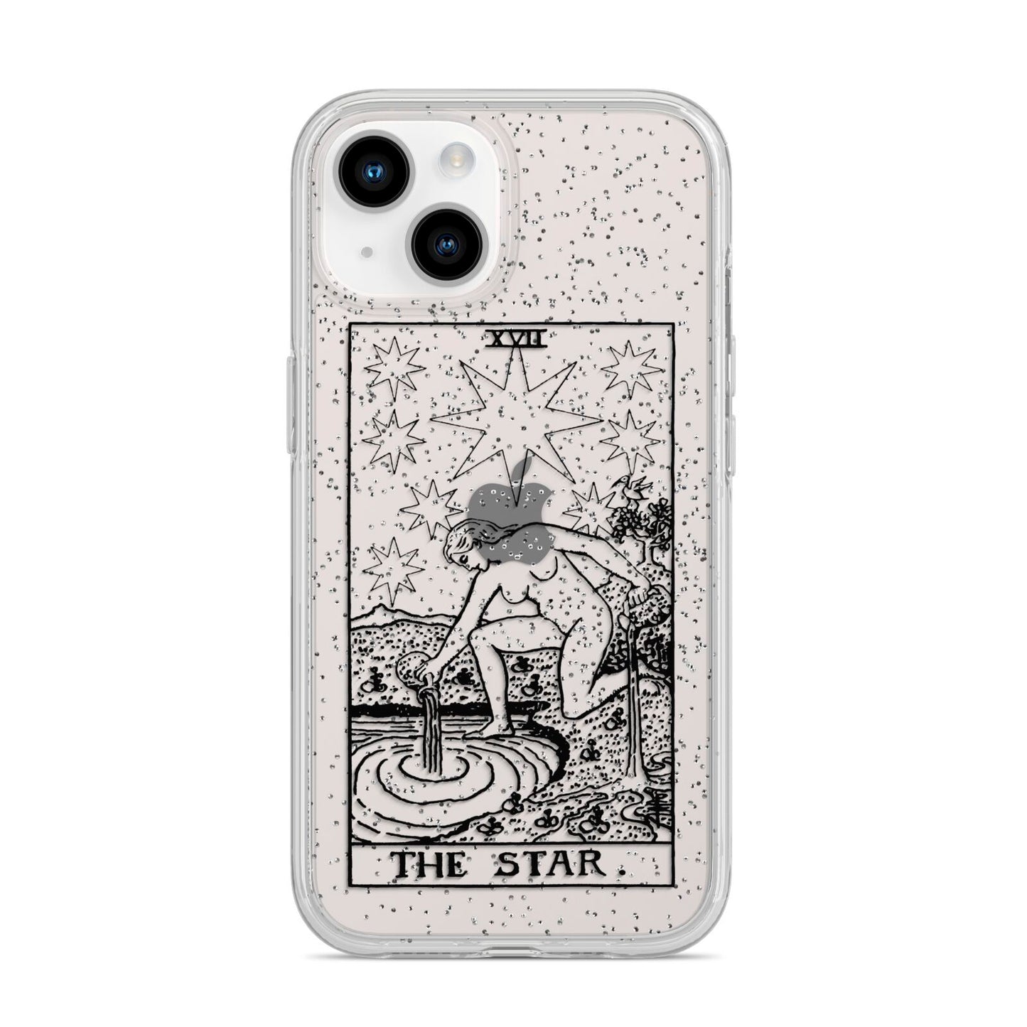 The Star Monochrome Tarot Card iPhone 14 Glitter Tough Case Starlight
