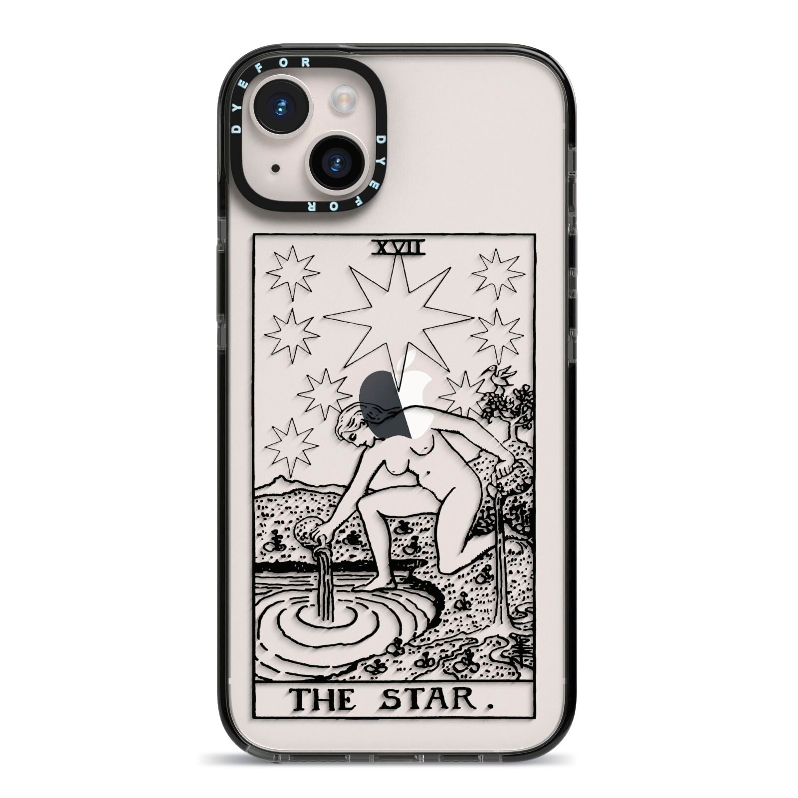 The Star Monochrome Tarot Card iPhone 14 Plus Black Impact Case on Silver phone