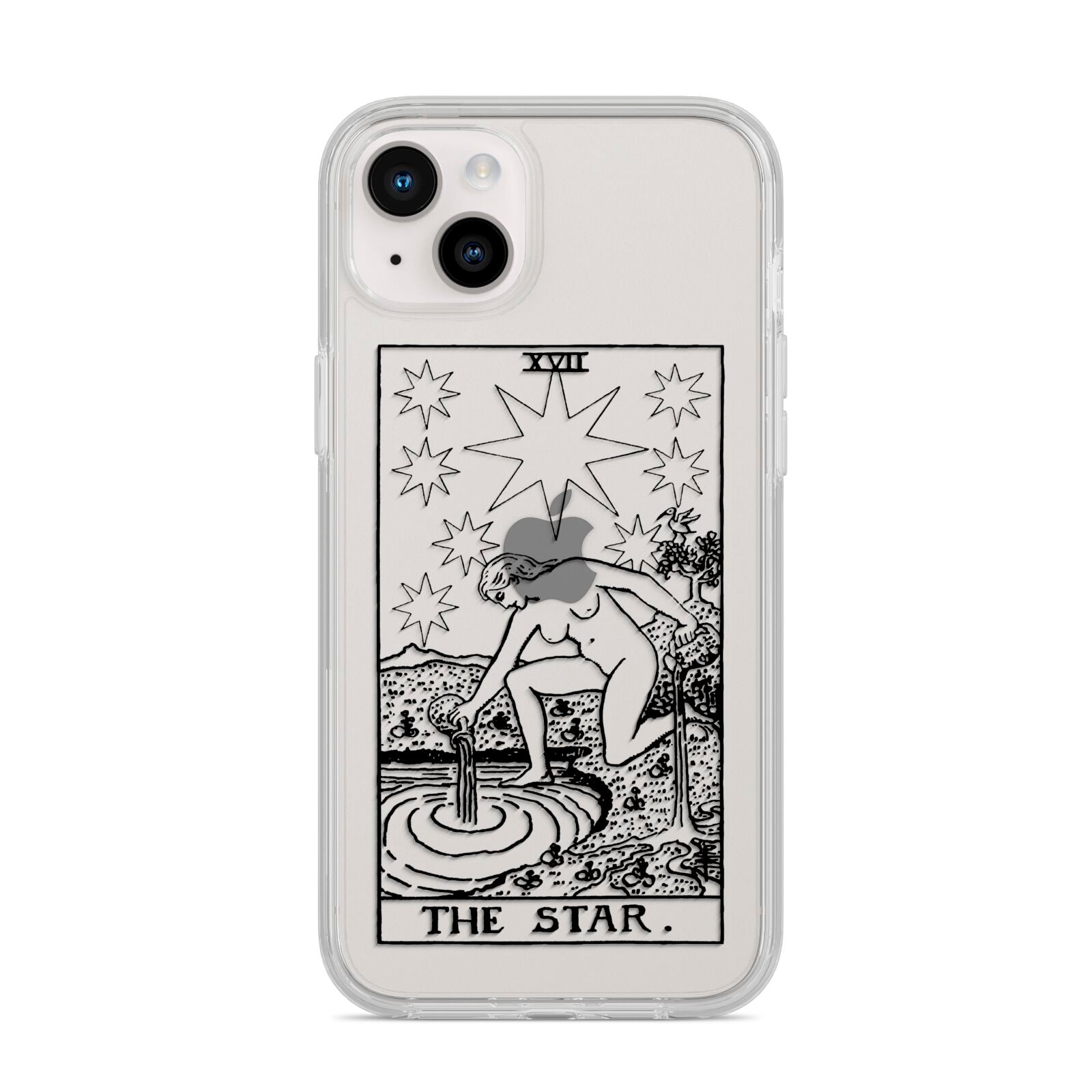 The Star Monochrome Tarot Card iPhone 14 Plus Clear Tough Case Starlight