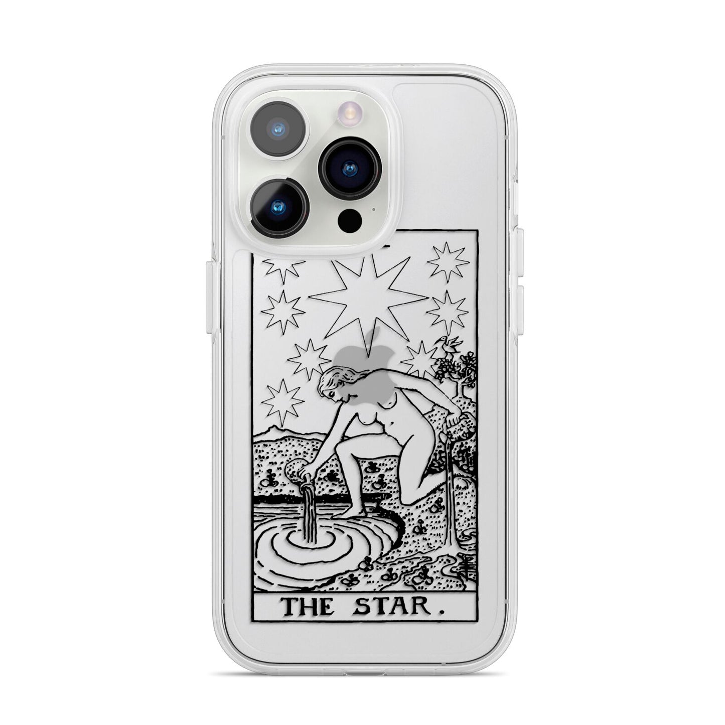 The Star Monochrome Tarot Card iPhone 14 Pro Clear Tough Case Silver