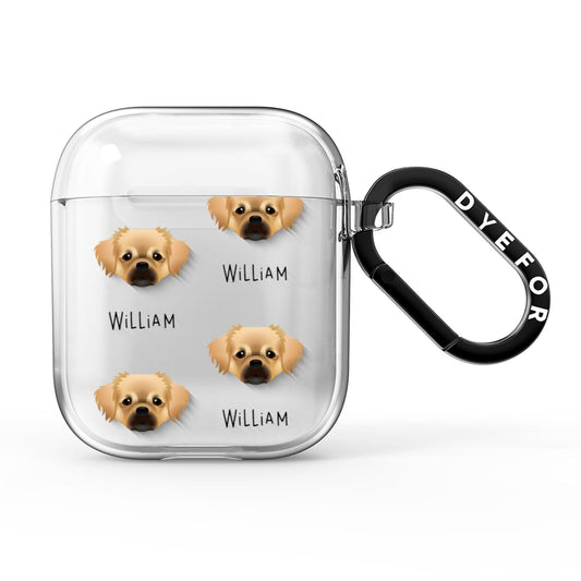 Tibetan Spaniel Icon with Name AirPods Clear Case