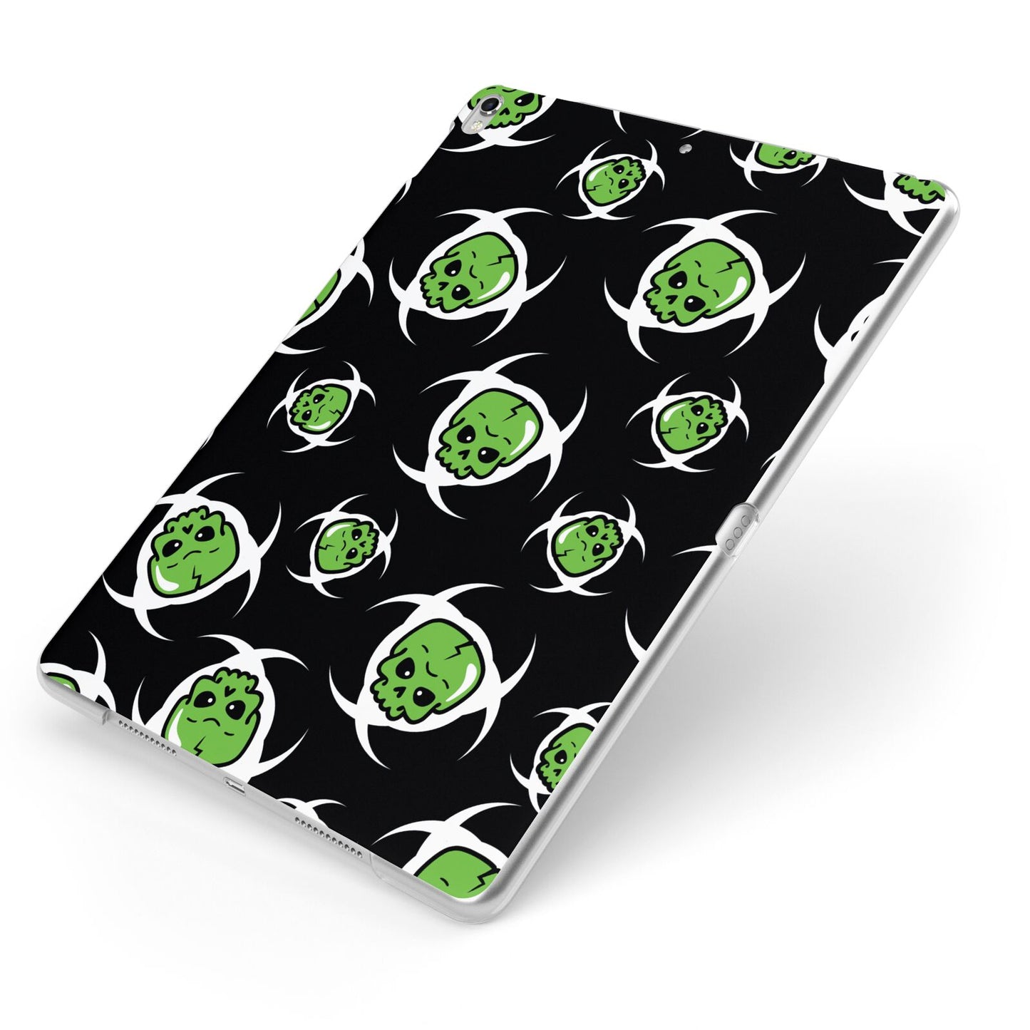 Toxic Skulls Apple iPad Case on Silver iPad Side View