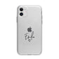 Transparent Black Handwritten Name Apple iPhone 11 in White with Bumper Case