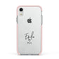 Transparent Black Handwritten Name Apple iPhone XR Impact Case Pink Edge on Silver Phone