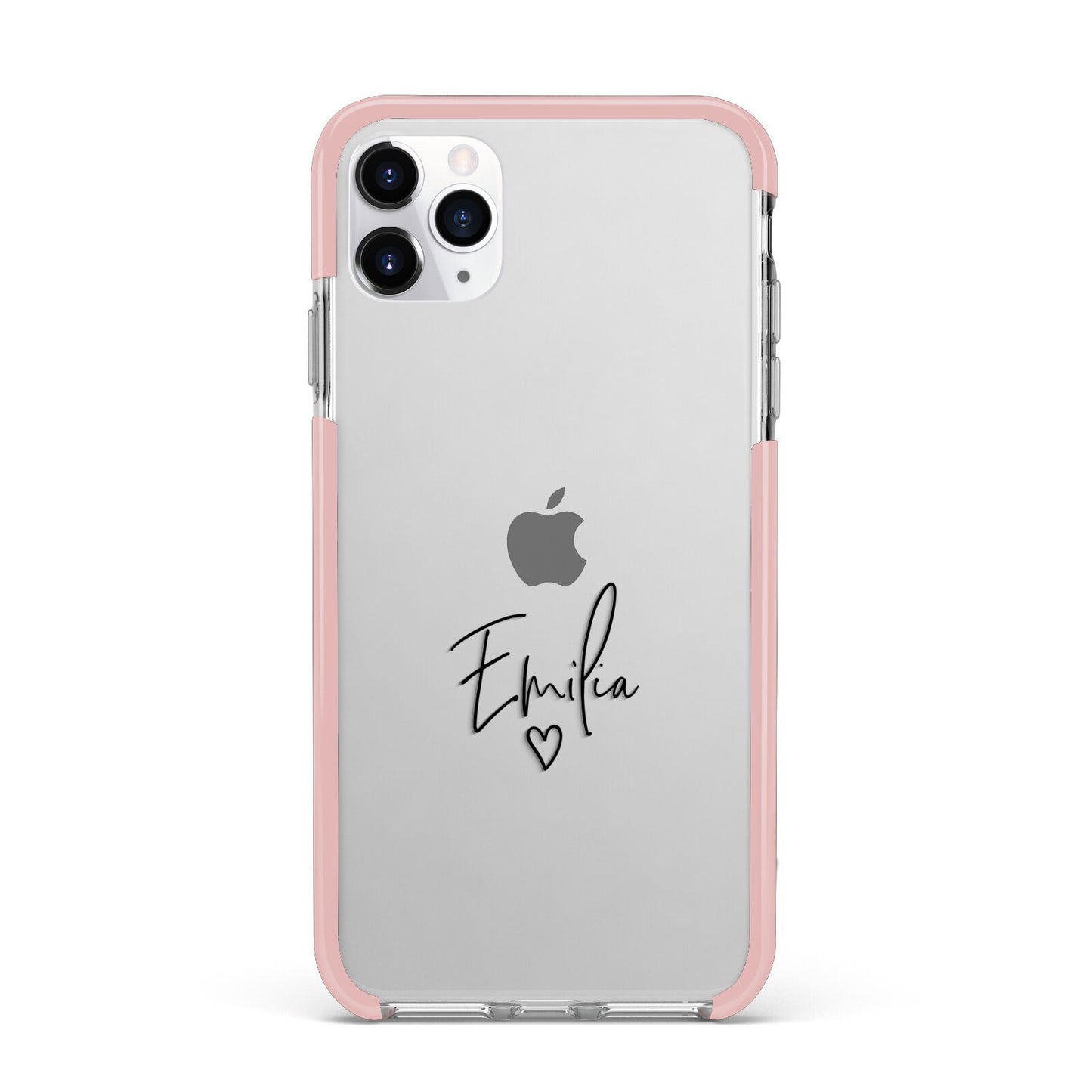 Transparent Black Handwritten Name iPhone 11 Pro Max Impact Pink Edge Case