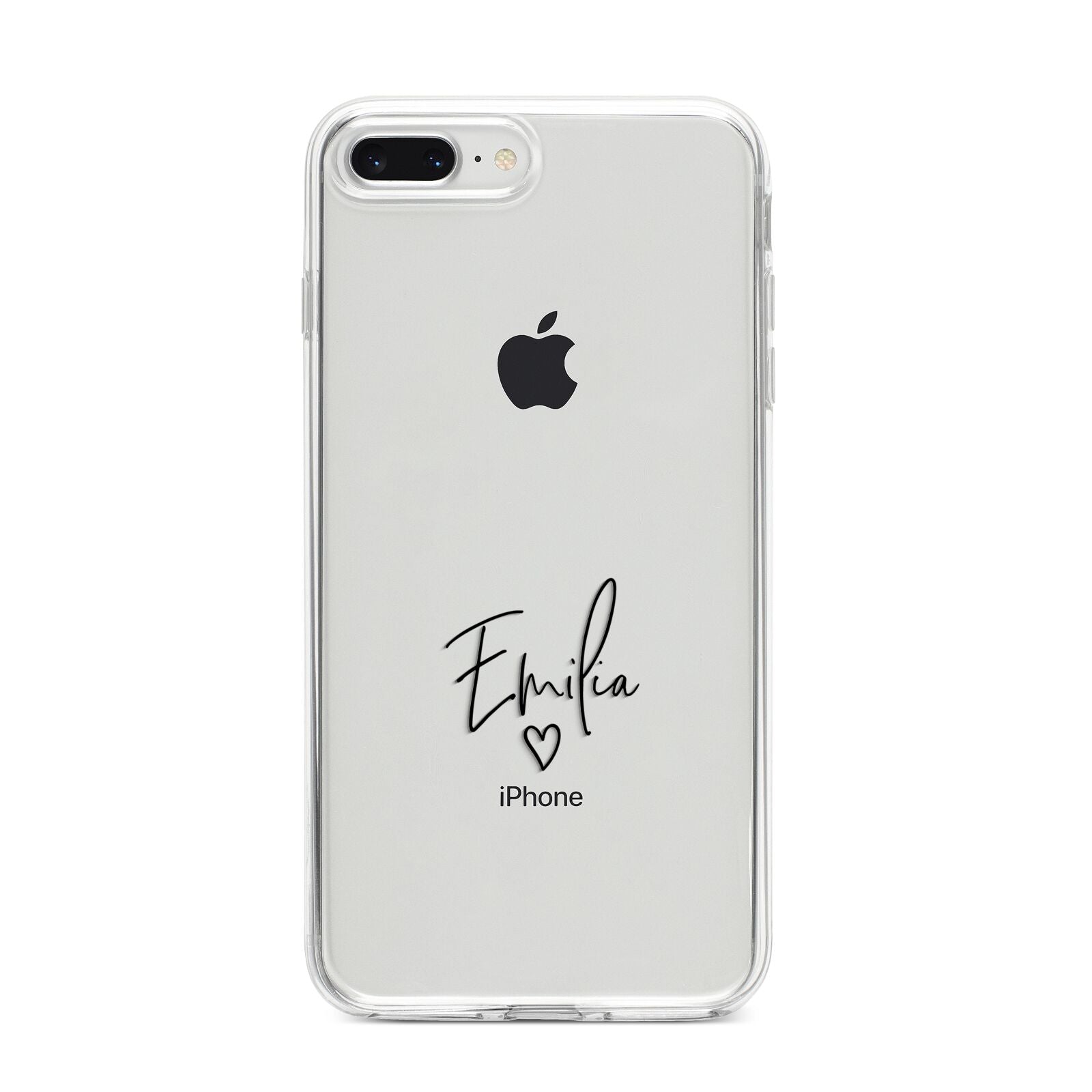 Transparent Black Handwritten Name iPhone 8 Plus Bumper Case on Silver iPhone