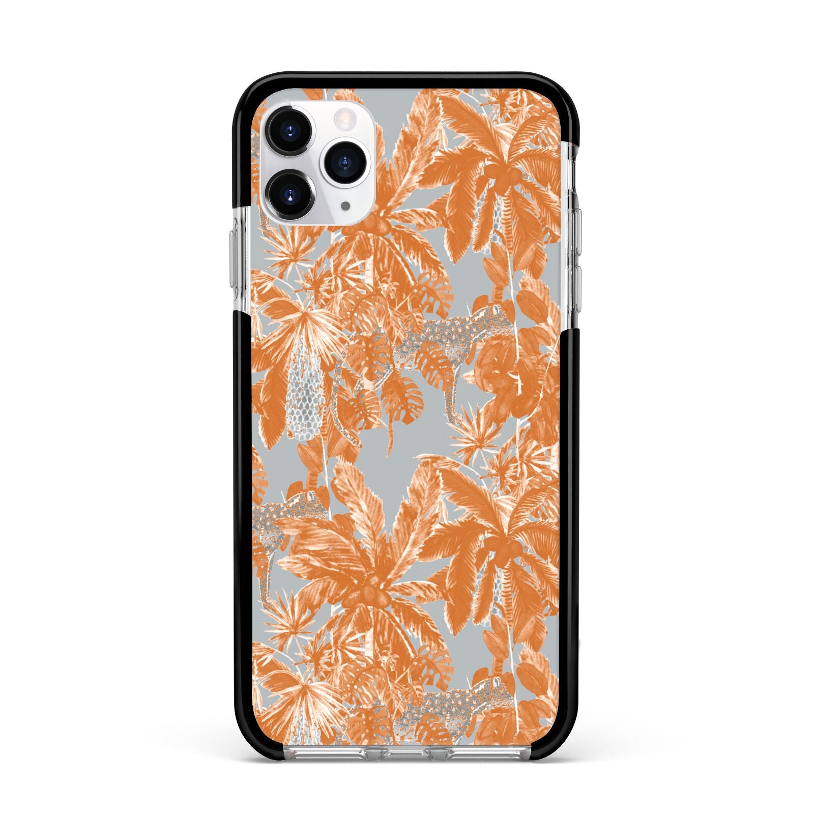 Tropical Apple iPhone 11 Pro Max in Silver with Black Impact Case