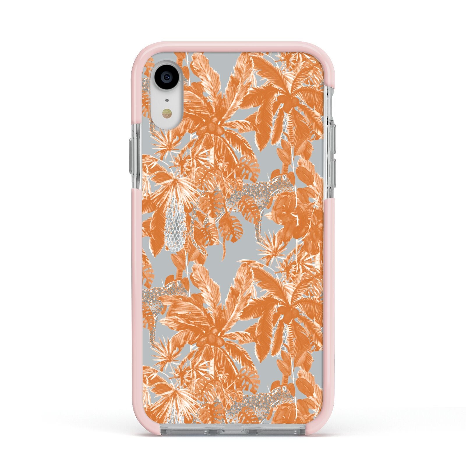 Tropical Apple iPhone XR Impact Case Pink Edge on Silver Phone