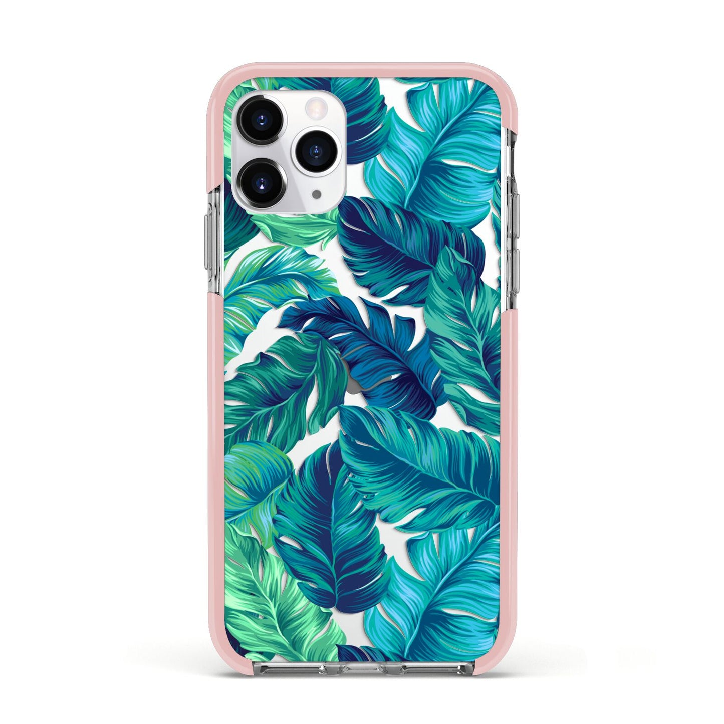 Tropical Leaves Apple iPhone 11 Pro in Silver with Pink Impact Case