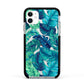 Tropical Leaves Apple iPhone 11 in White with Black Impact Case