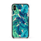 Tropical Leaves Apple iPhone Xs Max Impact Case Black Edge on Gold Phone