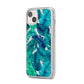 Tropical Leaves iPhone 14 Plus Clear Tough Case Starlight Angled Image
